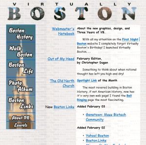 The Virtually Boston home page as of May 1997.